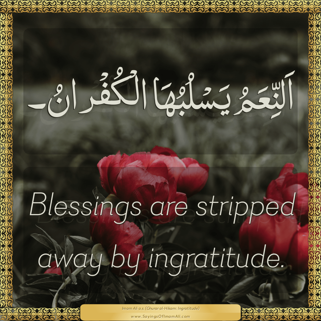 Blessings are stripped away by ingratitude.